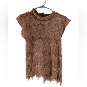 Lace Open Back Short Sleeve Top
